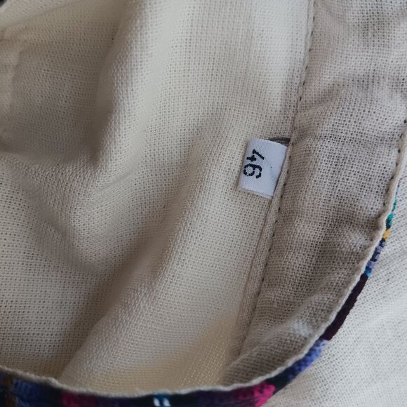 2XL Mens Guatemalan Long-Sleeve White Cotton Shirt Multicolor Striped Accent - Picture 7 of 9